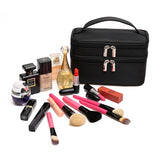 Women's Double Layer Cosmetic Bag Waterproof Makeup Case Travel Organizer