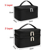 Women's Double Layer Cosmetic Bag Waterproof Makeup Case Travel Organizer