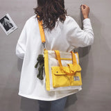 Women's Canvas Double Pocket Shoulder Bag Zipper Tote Messenger Student Bag
