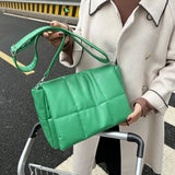 Women's Down Shoulder Bag PU Leather Flap Messenger Bag
