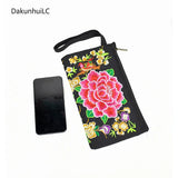 Women's Embroidery Ethnic Mini Wallet Hand Grasp Bag Mobile Drop
