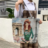 Ethnic Embroidery Canvas Handbag Tote Reusable Shoulder Bag