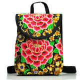 Ethnic Style Multicolor Peony Embroidered Backpack