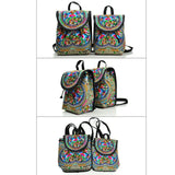 Ethnic Style Multicolor Peony Embroidered Backpack