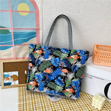 Ethnic Style Printed Canvas Handbag Casual Tote Shopping Bag