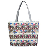 Ethnic Style Printed Canvas Handbag Women Casual Tote Large Capacity