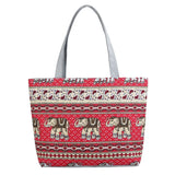Ethnic Style Printed Canvas Handbag Women Casual Tote Large Capacity
