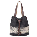 Printed Retro Canvas Shoulder Bag for Women