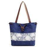 Printed Retro Canvas Shoulder Bag for Women