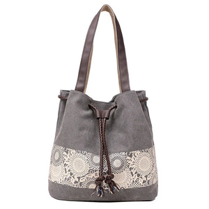 Printed Retro Canvas Shoulder Bag for Women