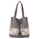 Printed Retro Canvas Shoulder Bag for Women