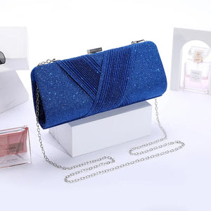 Women's Evening Bag Small Chain Wedding Sequin Clutch Bag Silver Shoulder Bag