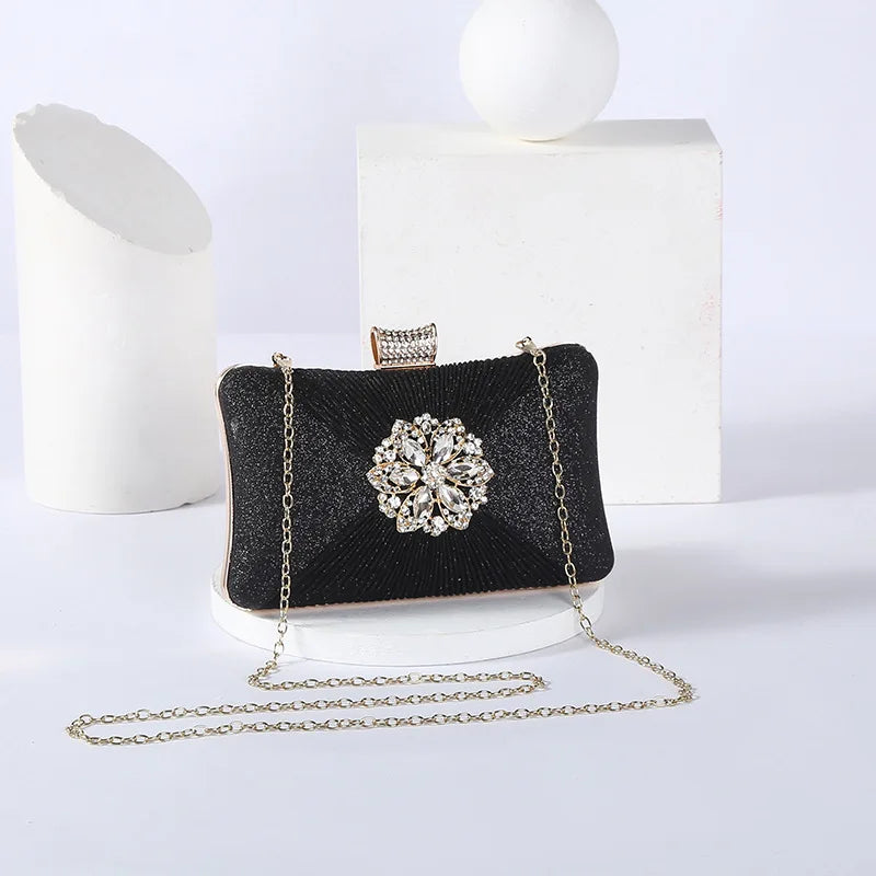 Apricot Crystal Evening Clutch Bag Party Purse Wedding Handbag