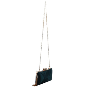 Women's Silk Satin Evening Clutch Bag with Tassel Pendant