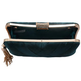 Women's Silk Satin Evening Clutch Bag with Tassel Pendant
