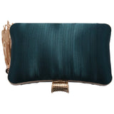 Women's Silk Satin Evening Clutch Bag with Tassel Pendant
