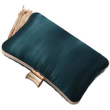 Women's Evening Clutch Bags Silk Satin Party Handbag Dark Green