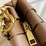 Braided Shoulder Bag PU Leather Weave Purse with Chain