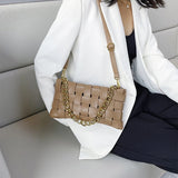 Braided Shoulder Bag PU Leather Weave Purse with Chain