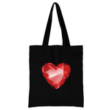 Women's Love Heart Pattern Shoulder Bag Canvas Tote Shopper