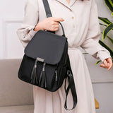 Women's Nylon Backpack Tassel Anti-theft Daypack