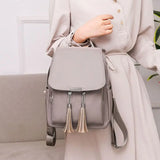 Women's Nylon Backpack Tassel Anti-theft Daypack