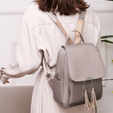 Women's Nylon Backpack Tassel Anti-theft Daypack