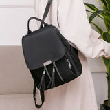 Women's Nylon Backpack Tassel Anti-theft Daypack