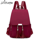 Women's Tassel Backpack Anti-theft School Bookbag Rucksack Shoulder Bag