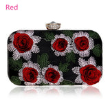 Vintage Embroidery Flower Rose Rhinestones Purse Party Wedding Ladies Bag