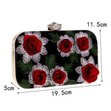 Vintage Embroidery Flower Rose Rhinestones Purse Party Wedding Ladies Bag