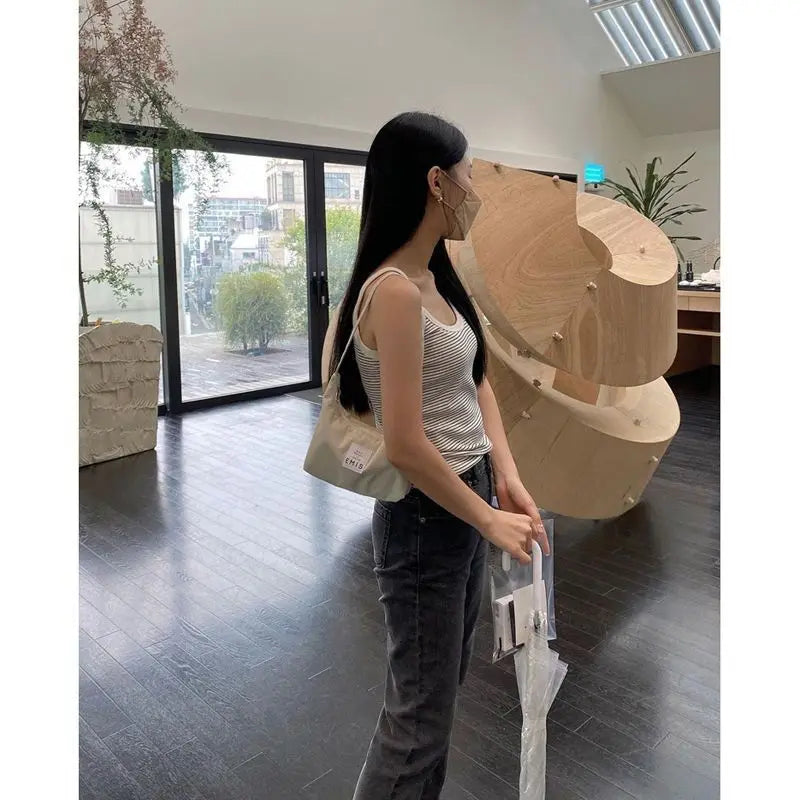 Nylon Messenger Bag Solid Letter Purse Handbag Shopper Bag