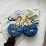 Denim Canvas Crossbody Bag Chain Handbag for Women