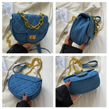 Denim Canvas Crossbody Bag Chain Handbag for Women