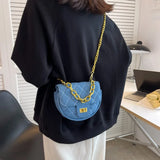 Denim Canvas Crossbody Bag Chain Handbag for Women