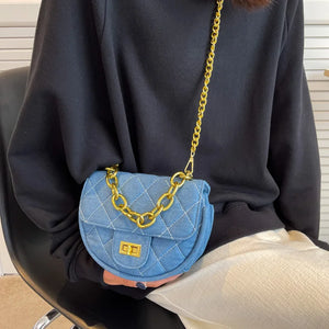 Denim Canvas Crossbody Bag Chain Handbag for Women