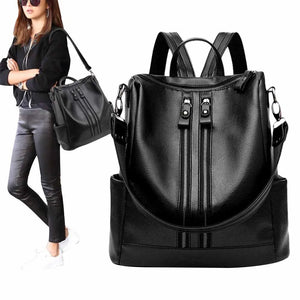 Women's Leather Backpack with Multi-Pocket Large Capacity for Outdoor Travel