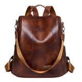 Women's Casual Leather Backpack with Adjustable Shoulder Strap