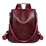 Women's Casual Leather Backpack with Adjustable Shoulder Strap