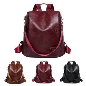 Women's Casual Leather Backpack with Adjustable Shoulder Strap