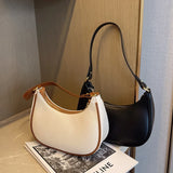 Women's Clutch Handbags Moon Solid PU Leather Underarm Shoulder Bag