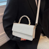 Crocodile Pattern Handbag Solid Shoulder Messenger Bag