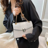 Crocodile Pattern Underarm Bag with Chain Shoulder Strap