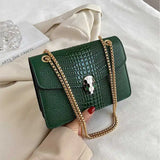 Crocodile Pattern Underarm Bag with Chain Shoulder Strap
