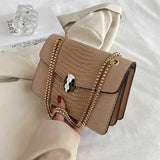 Crocodile Pattern Underarm Bag with Chain Shoulder Strap