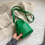 Women's Drawstring Bag Textured Shoulder Messenger Bag