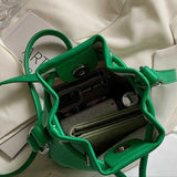 Women's Drawstring Bag Textured Shoulder Messenger Bag