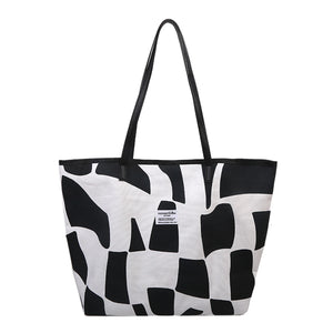 Women's Geometric Pattern Shoulder Bag Tote Bag, Large Capacity Travel Canvas