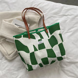 Women's Geometric Pattern Shoulder Bag Tote Bag, Large Capacity Travel Canvas