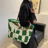Women's Geometric Pattern Shoulder Bag Tote Bag, Large Capacity Travel Canvas